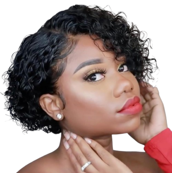 Bresilienne Brazilian Curly Pixie Cut Wigs 13x1 Frontal Lace Wig Human Hair