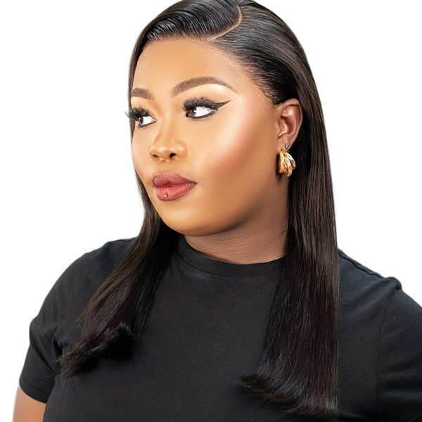 12Inch Peruvian Hair Straight Weave Glueless Full Frontal Lace Wig 13x4 Wig