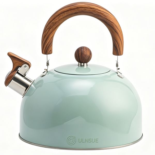 ULNSUE 3 Liter Whistling Tea Kettle with Wood Handle Stovetop Tea Pot