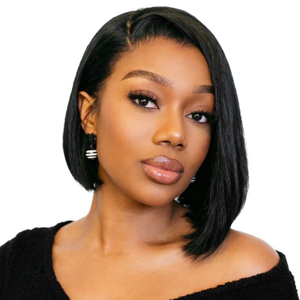 8INCH Brazilian Hair Straight 13x4 Full Frontal Glueless Wig Bresilienne