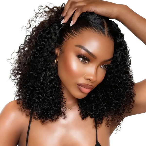 14inch Wear & Go Glueless Water Wave Wigs 13x4 Deep Curly Full Frontal Wig