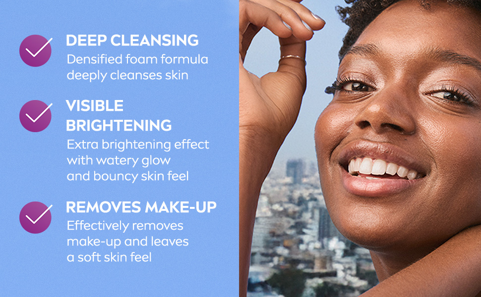 NIVEA LUMINOUS630 Whip Daily Face Cleansing Foam, Even & Dewy Skin, 6 Acid Complex + Multi-sized 3X HYA, 100ml