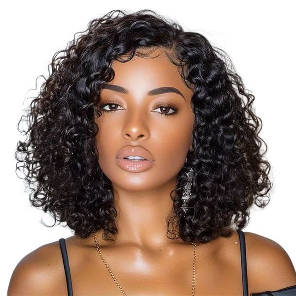 Bresilienne 14" Glueless Water Curly Wigs-Peruvian Hair Full Lace Front Wig
