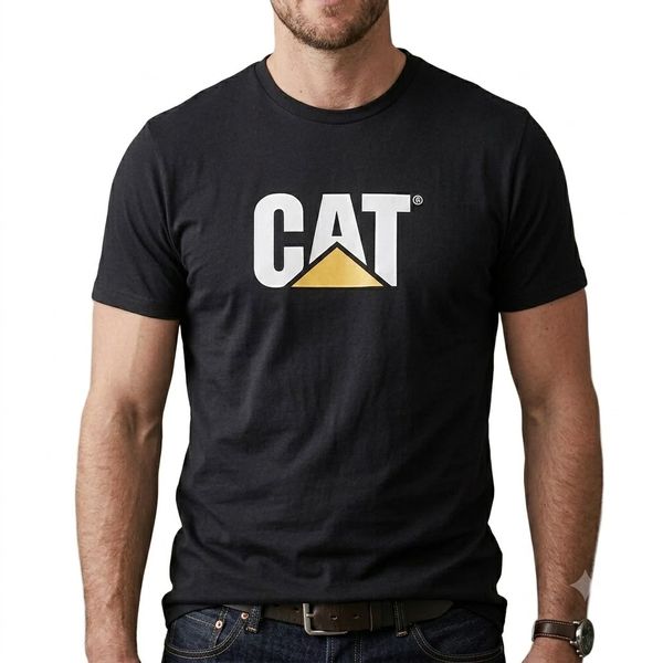 CAT T-Shirt Logo pocket Black/Noir Mens - XL