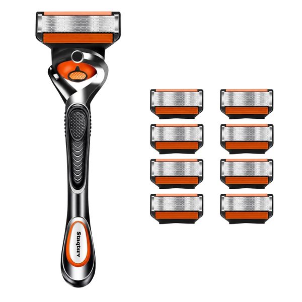 Shaving Razor for Men, Razor Handle, 8 Razor Blade Refills