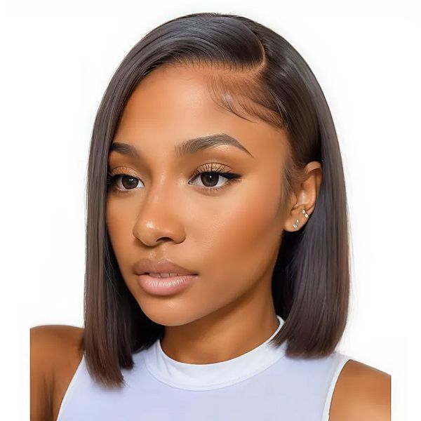 10" 13x4 Full Frontal Glueless Straight Bob Wig Golden Perfect