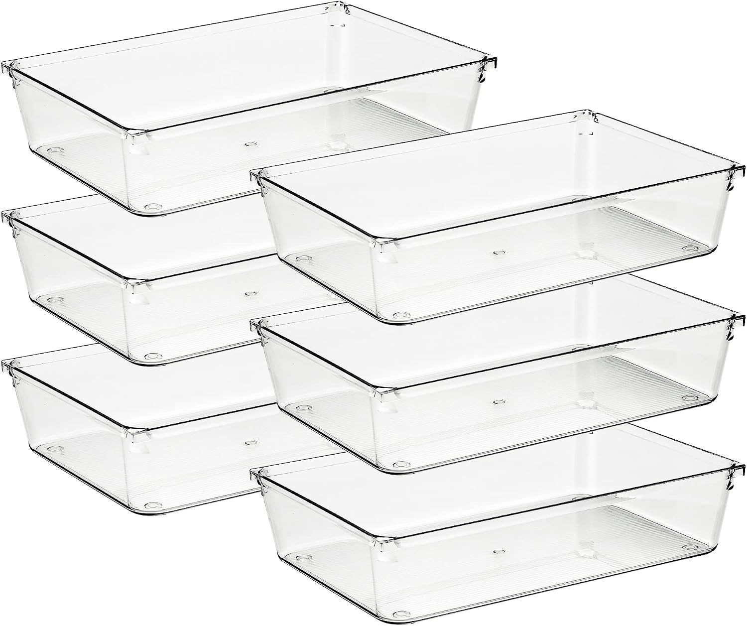 Ravinte 6 Pack Drawer Organizer, 6" x 9" Plastic Storage Bins – 6" x 6"