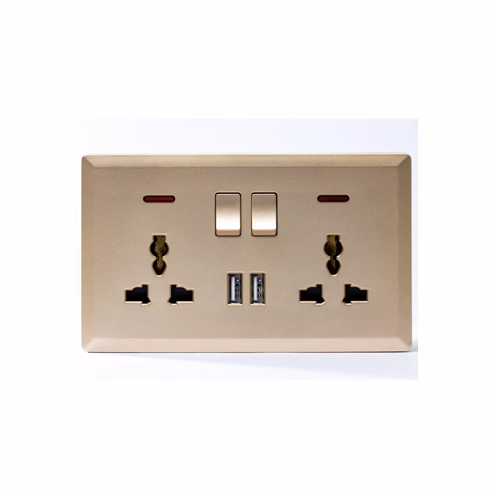 Switched Double 3pin Universal Socket 2u