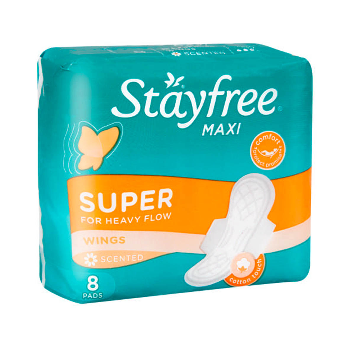 Stayfree Maxi Thick Pads Unscented Wings 8s