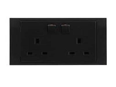 Socket Double Black 13a Neon Ke6048 Klass