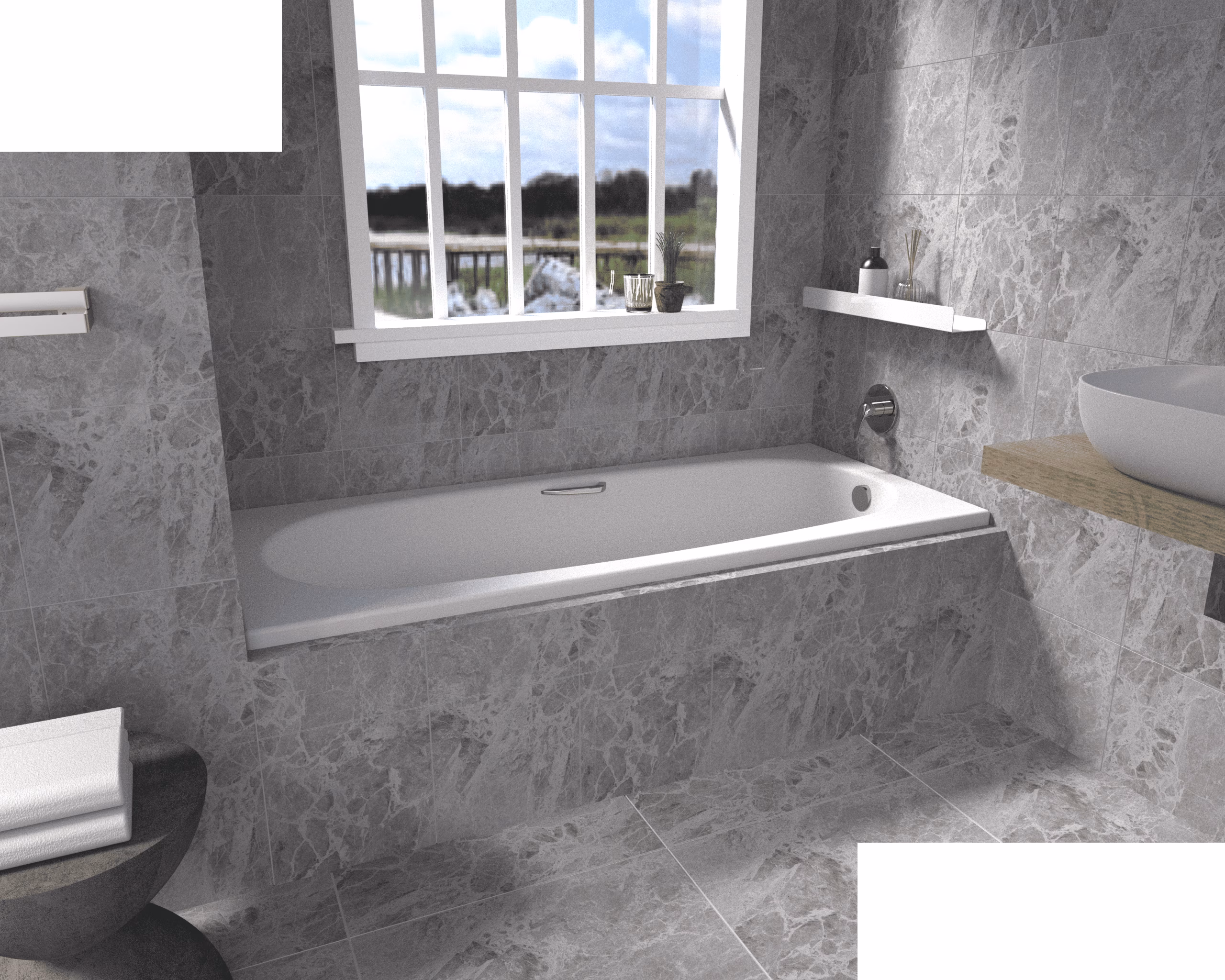 Asp Aruba Drop In Bath Whi 1700x420mm Wt Handles