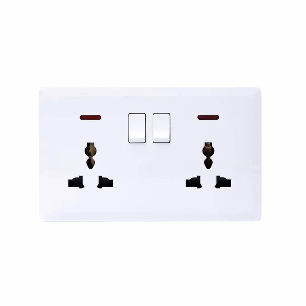 Switched Double 3 Pin Universal Socket N