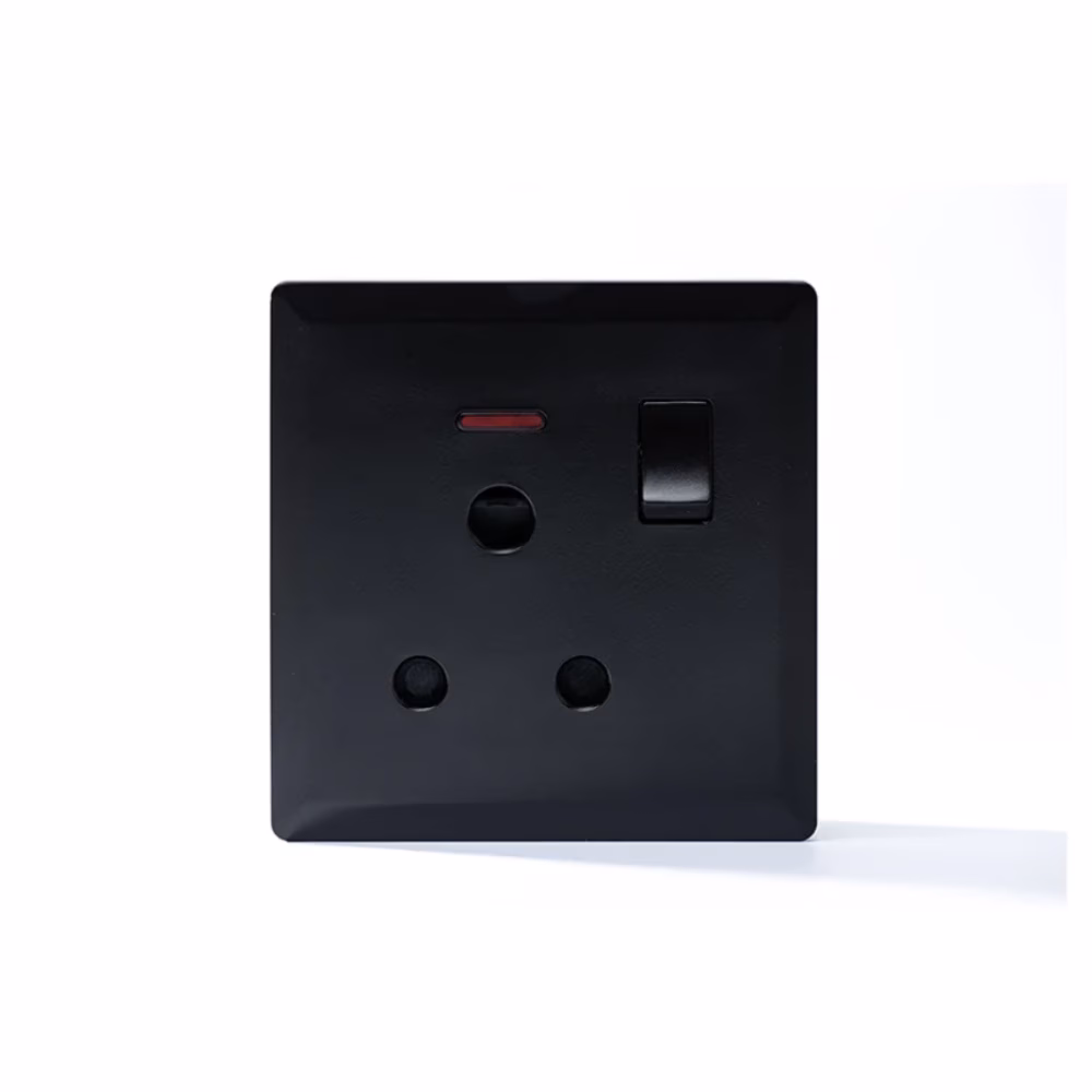 Switched 15a Socket With Neon Black