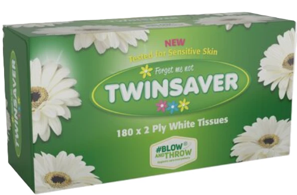 TWINSAVER 2Ply White Facial Tissues 180's Box