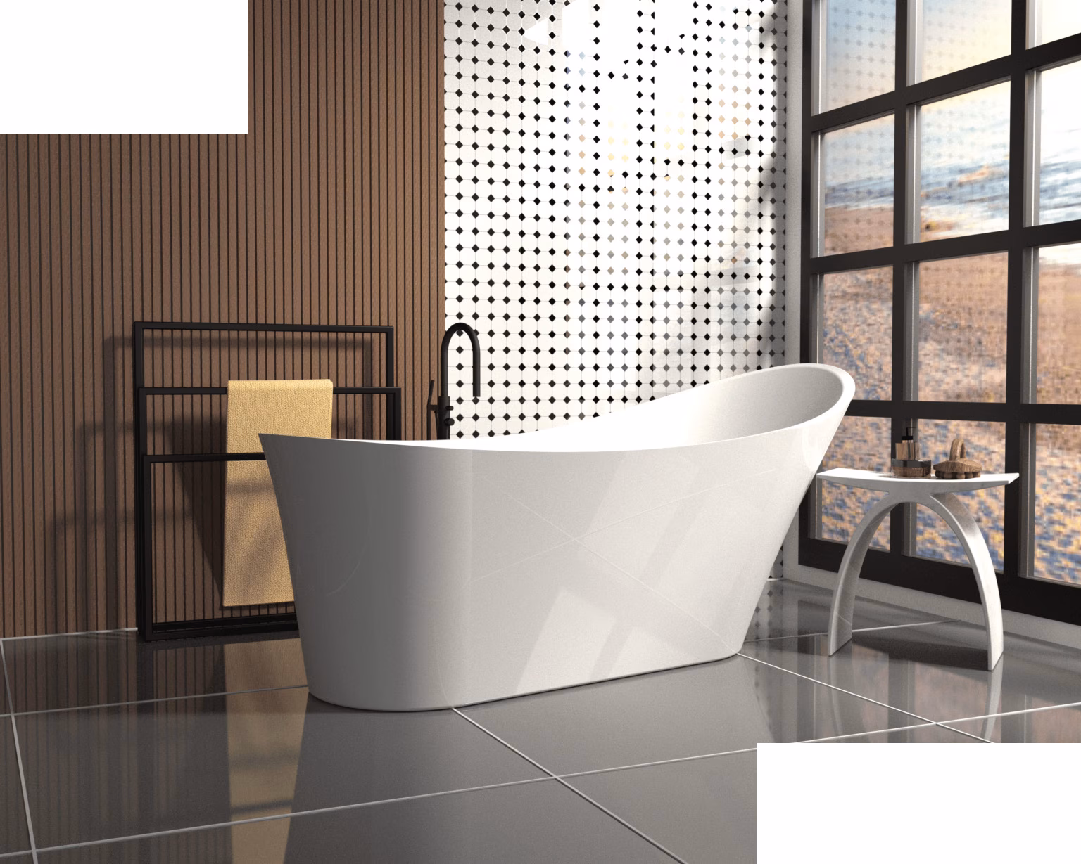 Asp Florio 1 Piece Slipper Bath 1580x700x715mm – White