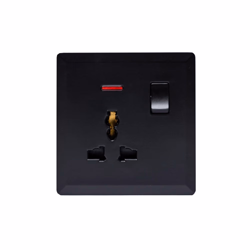 Switched 3 Pin Universal Socket With Neo