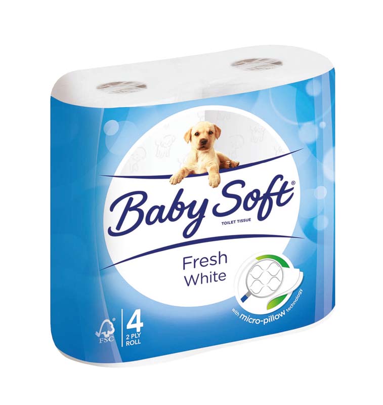 Baby Soft 2ply Silky Soft White 350s 4s