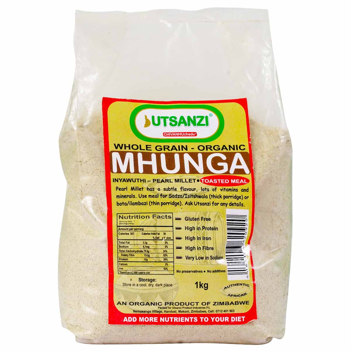 Mhunga Toasted Pearl Millet Meal 1kg