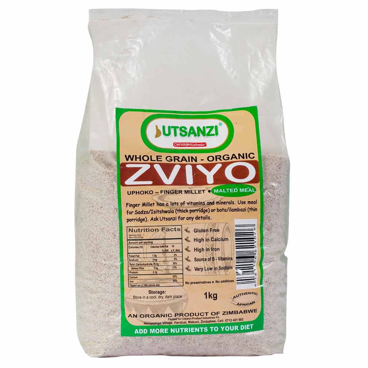 Zviyo Malted Finger Millet Meal 1kg
