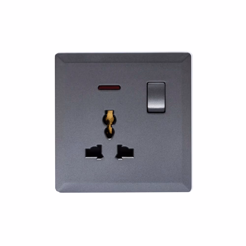 Switched 3 Pin Universal Socket With Neo