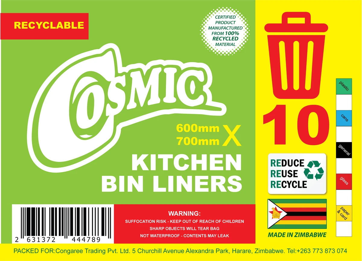 COSMIC Bin Liners Kitchen 600mm x 700mm x 10's