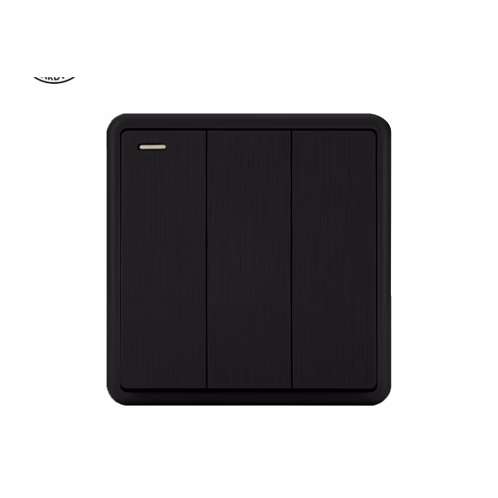 Akkostar 3 Gang 1 Way Switch Black