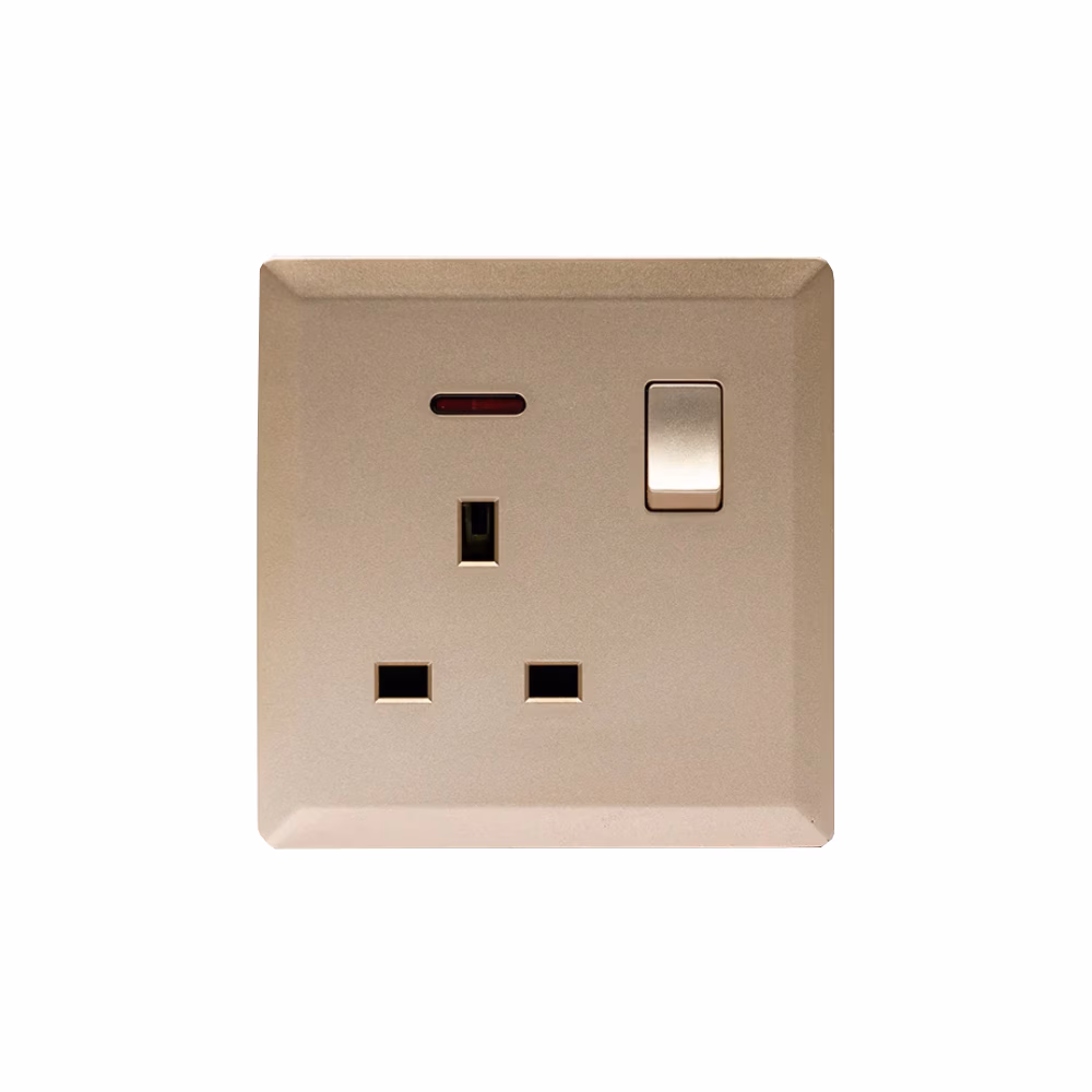 Switched 13a Socket With Neon Gold
