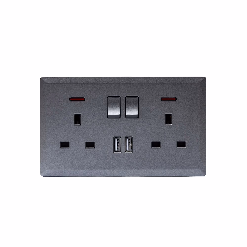 Switched Double 3pin Universal Socket 2u