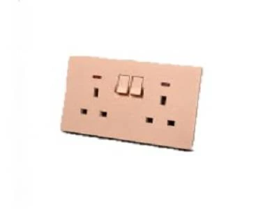 Socket Double Stainless Gold 13a Neon M3048 Klass