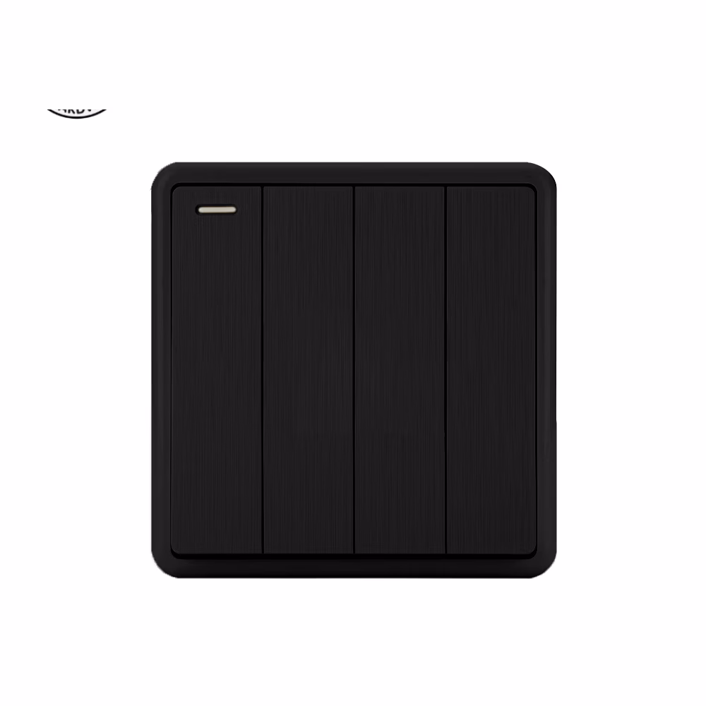 Akkostar 4 Gang 1 Way Switch Black