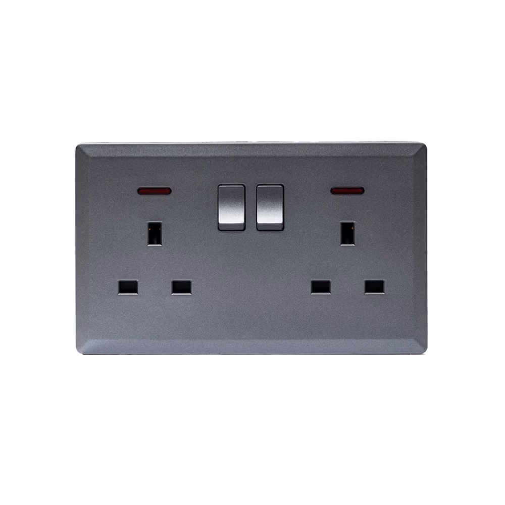 Switched Double 13a Socket With Neon Sil