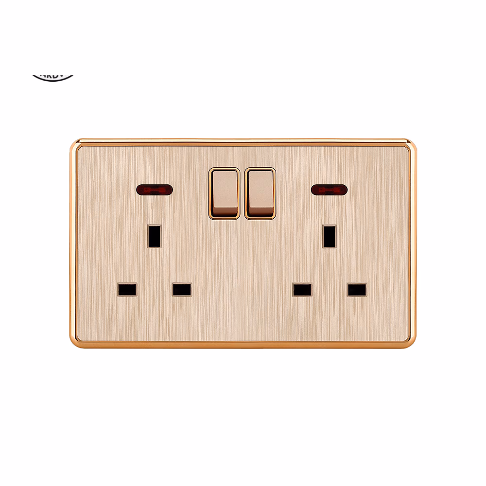 Akkostar 13a Switched Double Socket Gold