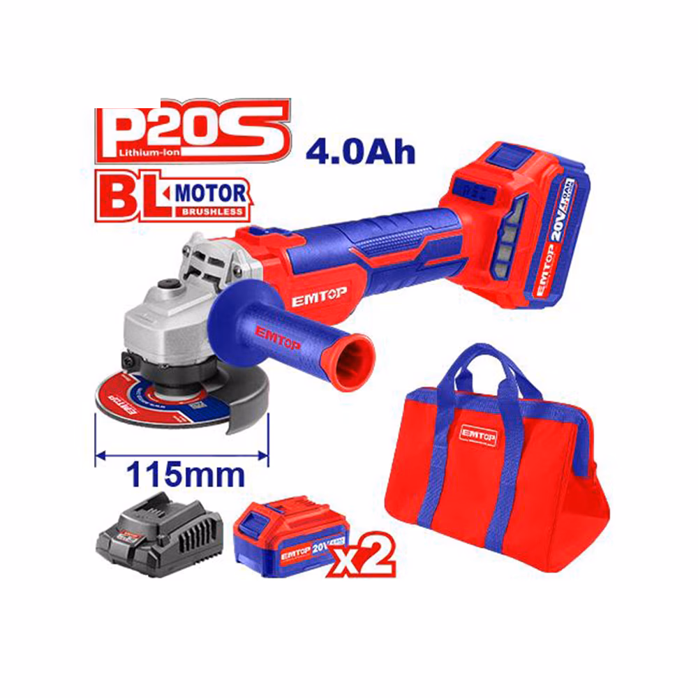Emtop Cordeless Angle Grinder 115mm 1200