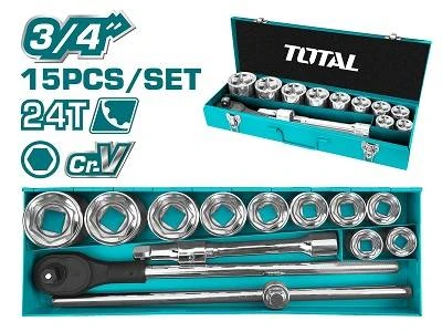 Drive Socket Set 15pcs 3/4" Tht341151 Total