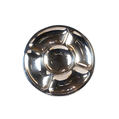 amw round platter serv dish 5div