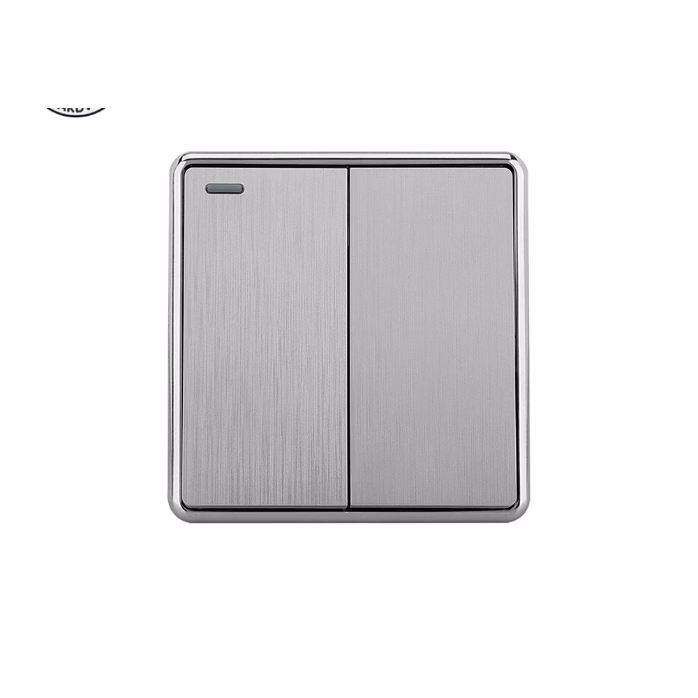 Akkostar 2 Gang 1 Way Switch Silver