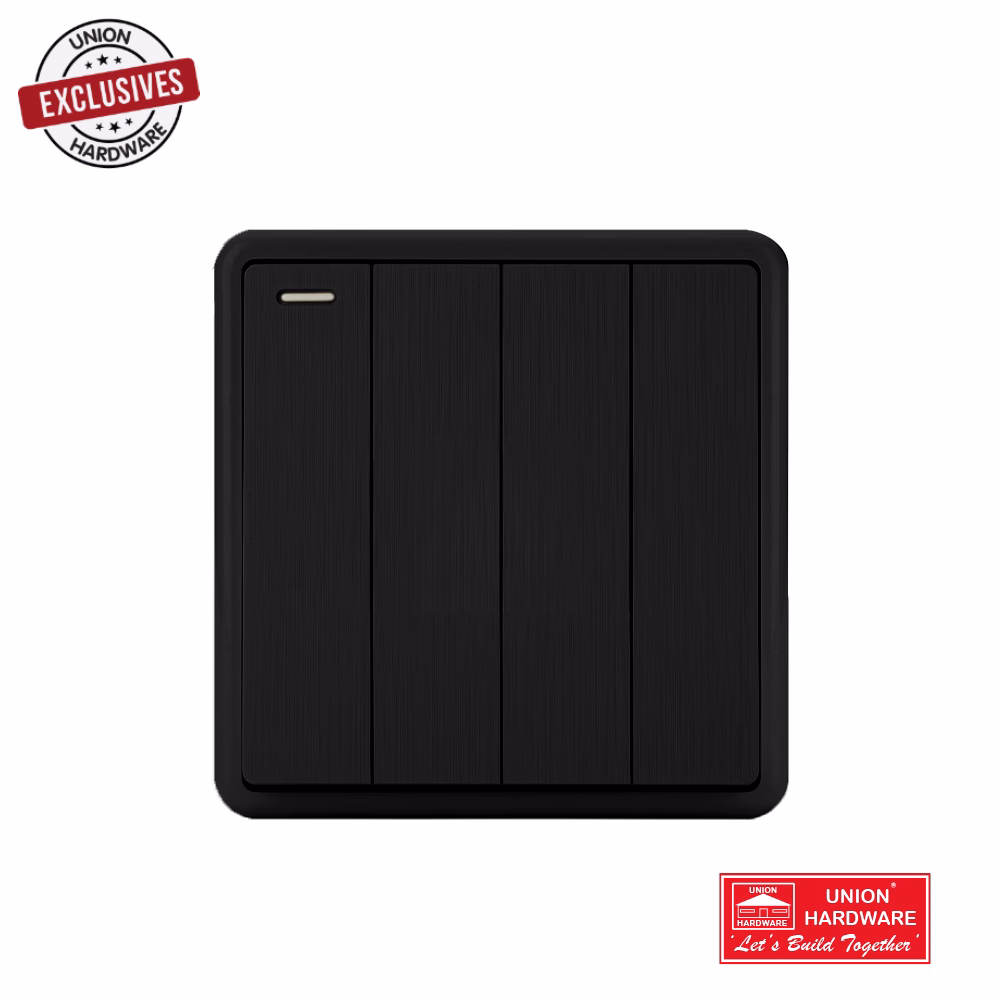 AKKOSTAR 4 GANG 1 WAY SWITCH BLACK