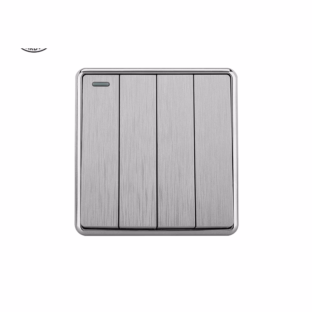 Akkostar 4 Gang 1 Way Switch Silver