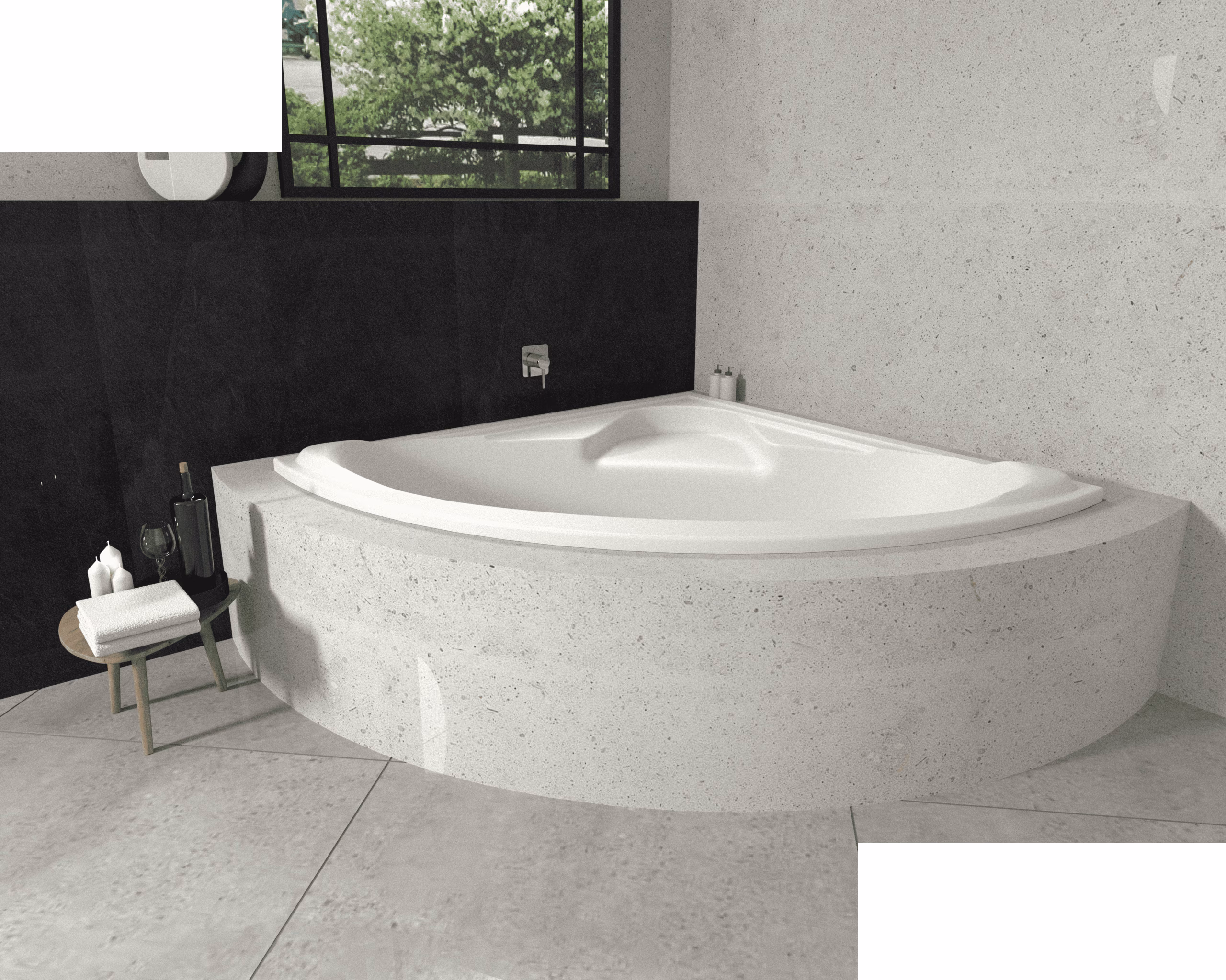 Asp Adelaide Corner Drop In Bath 1500x520mm Wh