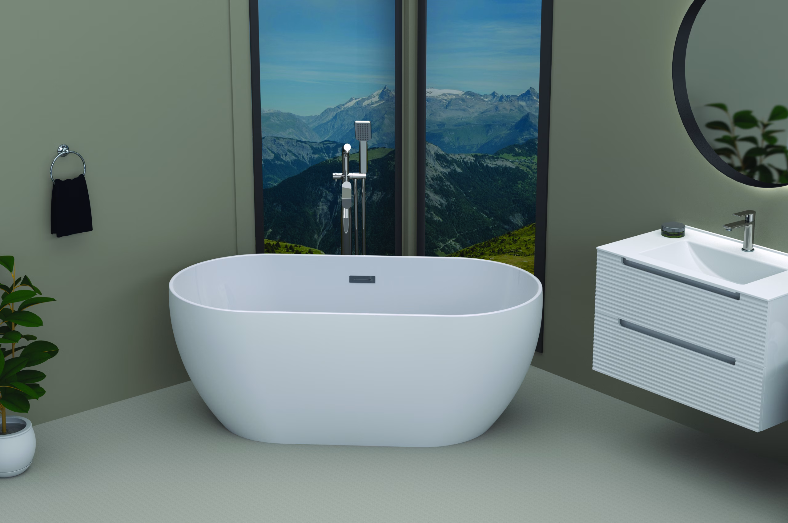 ASP ZALA 1 PC WHITE FREE STANDING BATH 1440X570