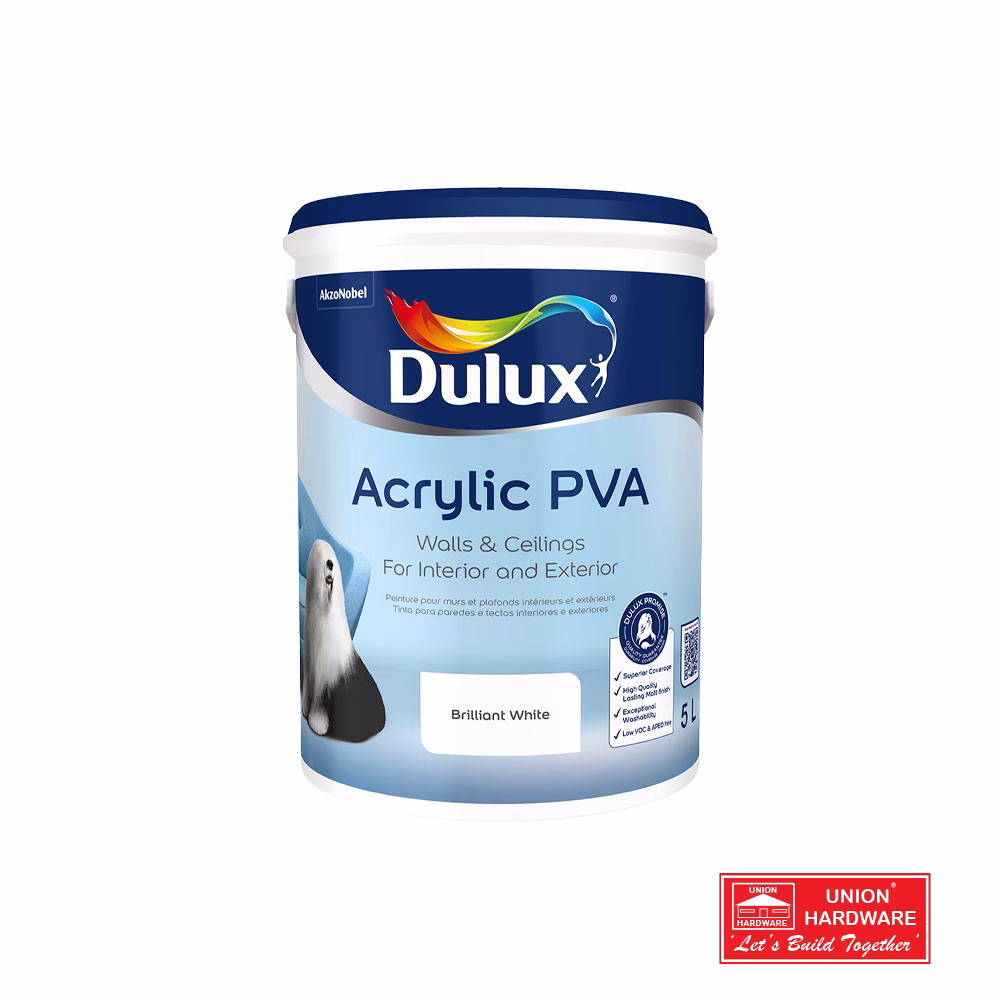 DULUX INT EXT PVA WHITE 5L