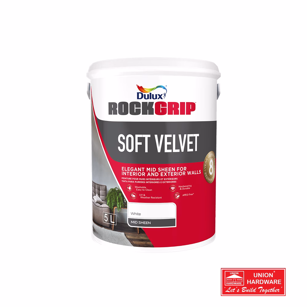 DULUX ROCKGRIP SOFT VELVET WHITE 5LT