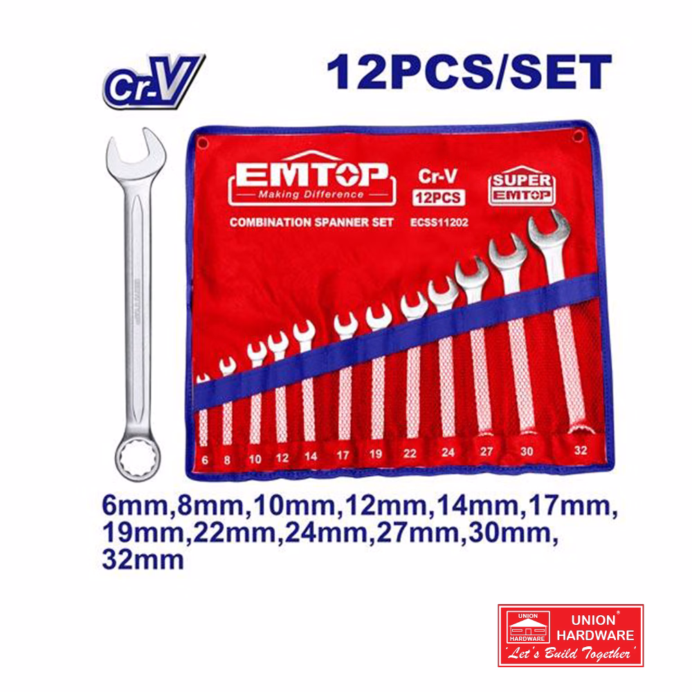 EMTOP COMBINATION SPANNER SET 12 PCE