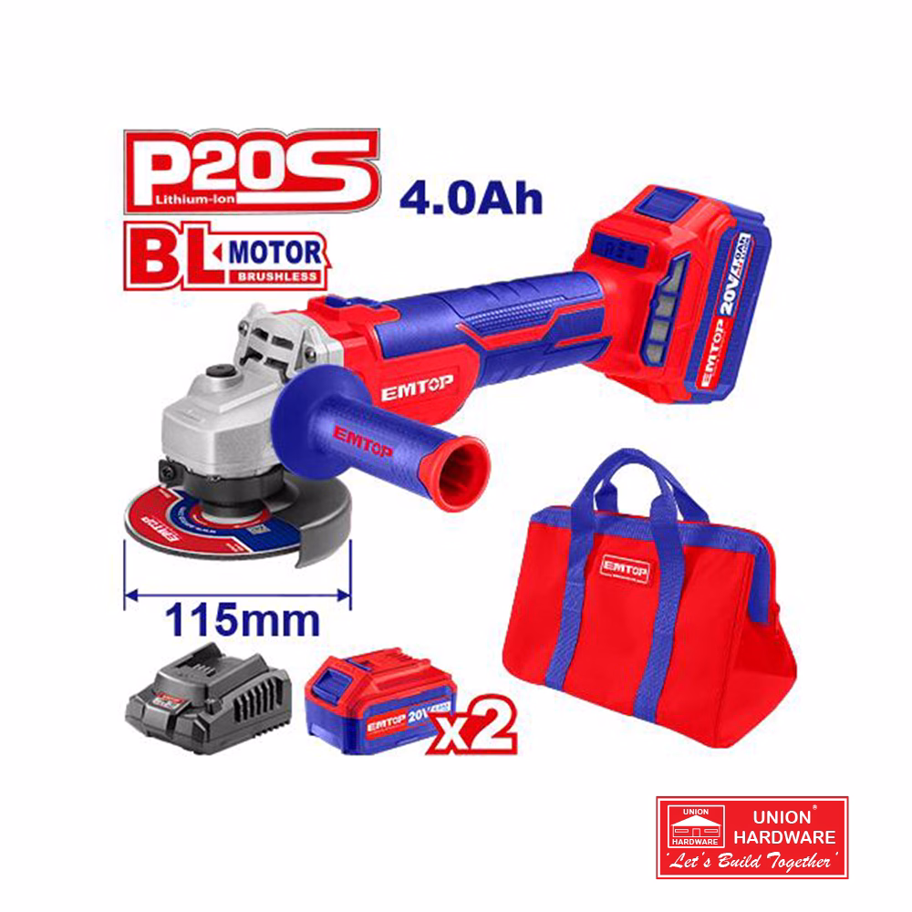 EMTOP CORDELESS ANGLE GRINDER 115MM 1200