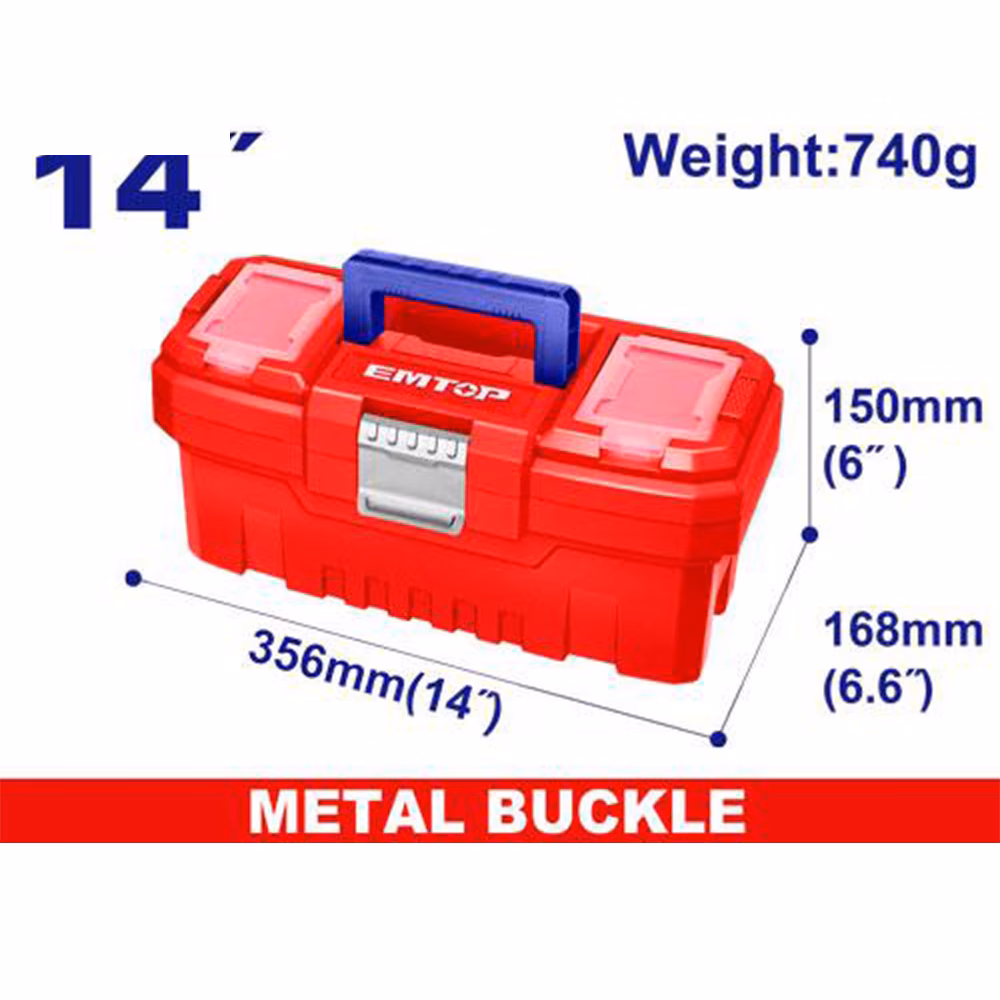Emtop Toolbox Plastic 356mm Epbx1402