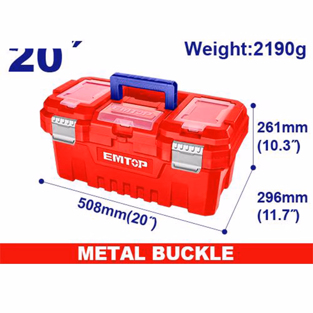 Emtop Toolbox Plastic 508mm Met Buck