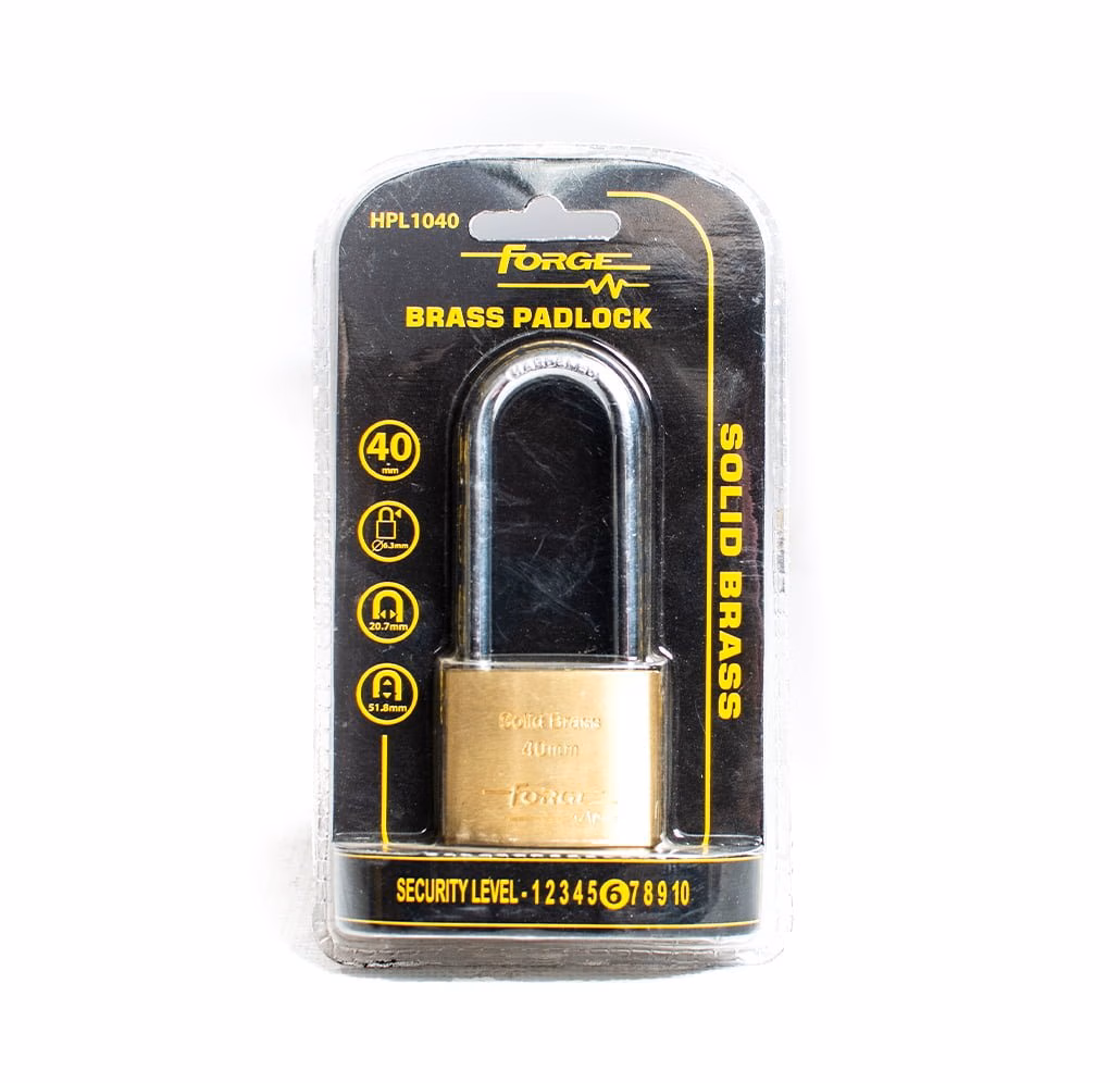 Forge Long Shackle Brass Padlock 40mm