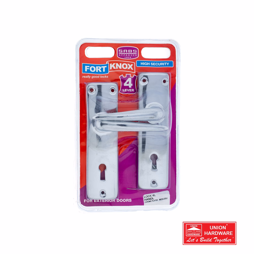 FORT KNOX LOCKSET 4 LEVER HANDLE CHROME PLATED