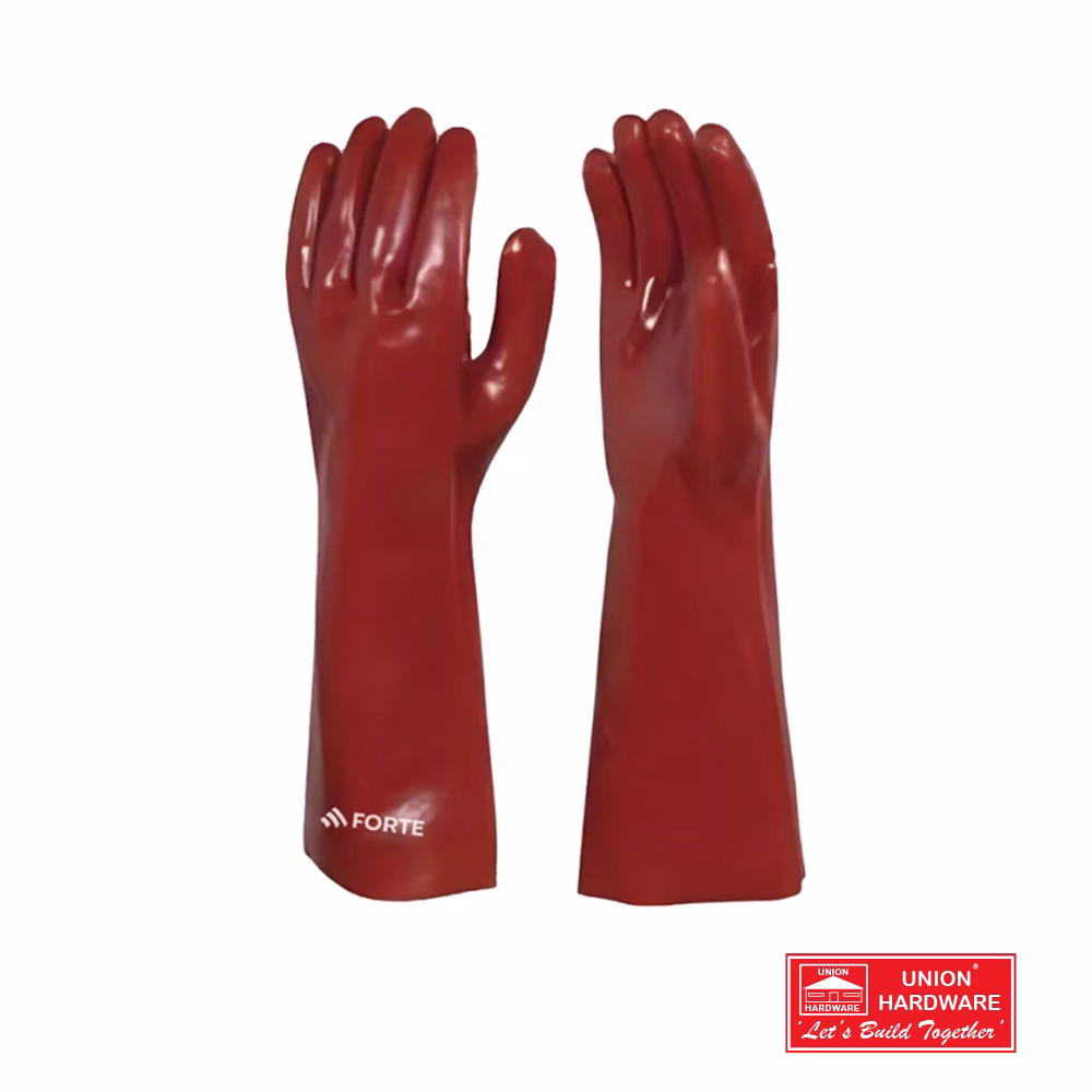 FORTE RED PVC GLOVES 27CM