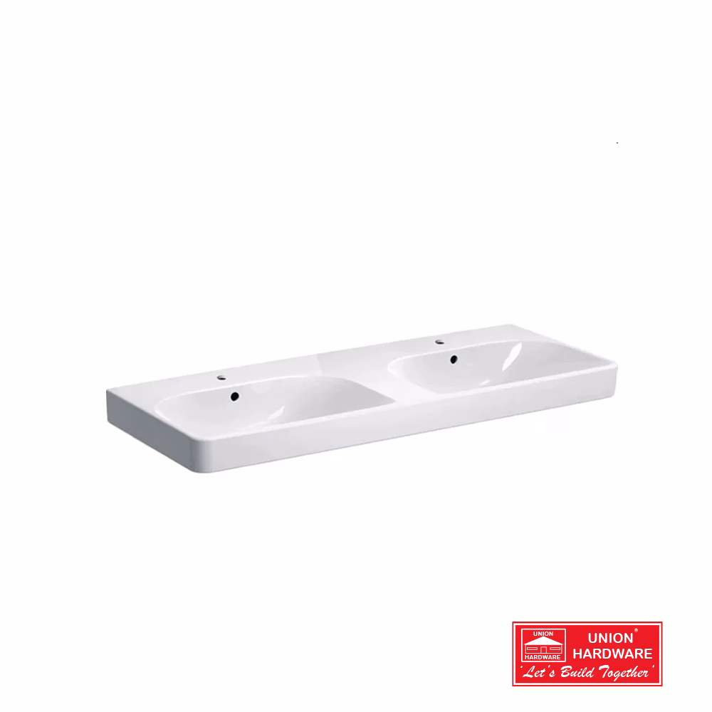 GEBERIT SMYLE DOUBLE WASHBASIN WHITE W 2 TRAP HOLE